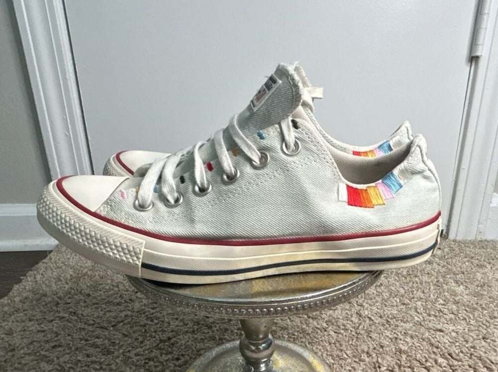 Rainbow embroidered Converse All Star Low TopSneakers - Picture 6 of 13